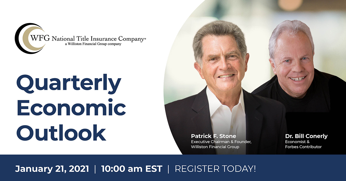 A Cautious, Optimistic Forecast for the U.S. Housing Market from WFG Executive Chairman Patrick Stone and Economist Dr. Bill Conerly during the WFG’s Quarterly Economic Outlook Webinar